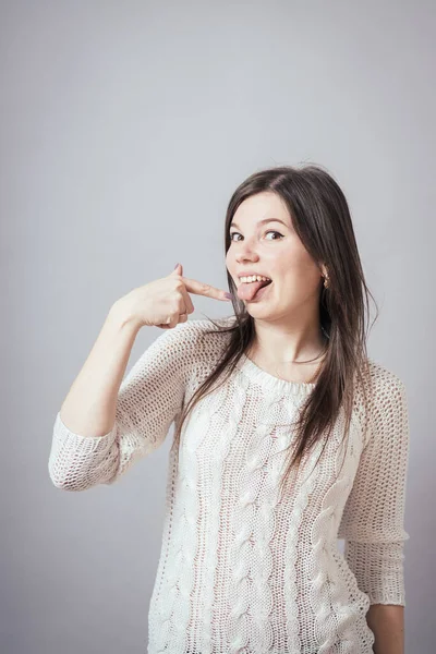 Girl Shows Language — Stock Photo, Image