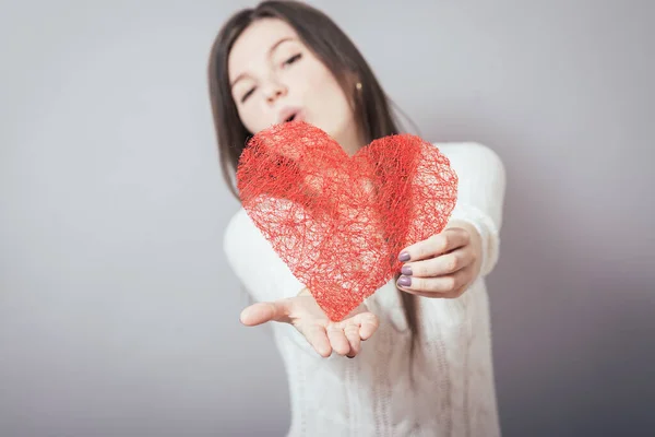 Chica Con Corazones Papel — Foto de Stock