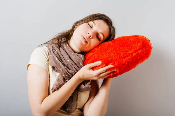 Love Valentines Day Woman Holding Heart — Stock Photo, Image