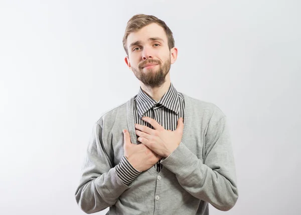 Hombre Sosteniendo Mano Sobre Pecho — Foto de Stock