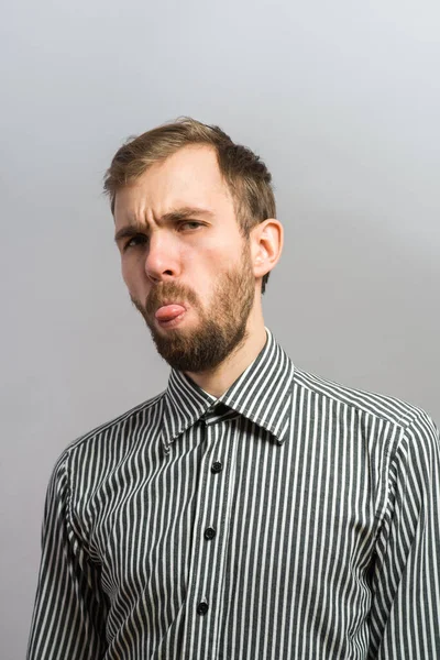 Hombre Adulto Con Malos Modales Mostrando Lengua —  Fotos de Stock