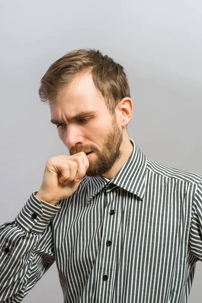 Young Man Beard Thinking Hand Face — Stock Photo, Image