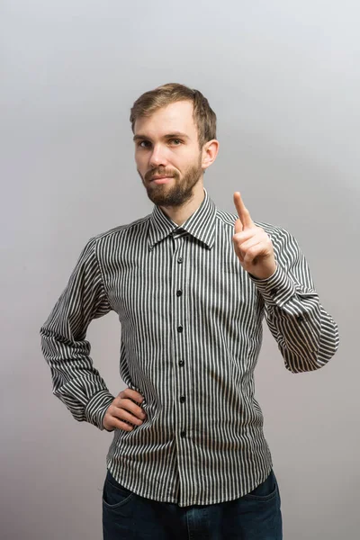 Guy Pointing His Index Finger — Stock Photo, Image