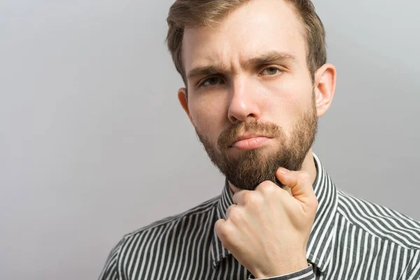 Fashion Portrait Young Man Casual Poses Looking Camera — Stock Photo, Image