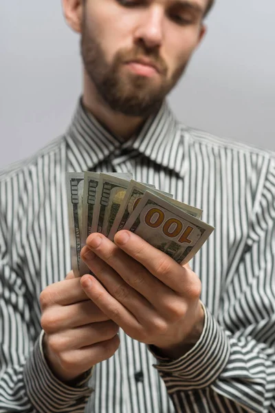 Businessman Giving Money Photo Studio — Stock Photo, Image