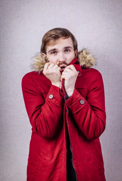 Young Man Tightening Body Outdoors Cold Weather — Stock Photo, Image