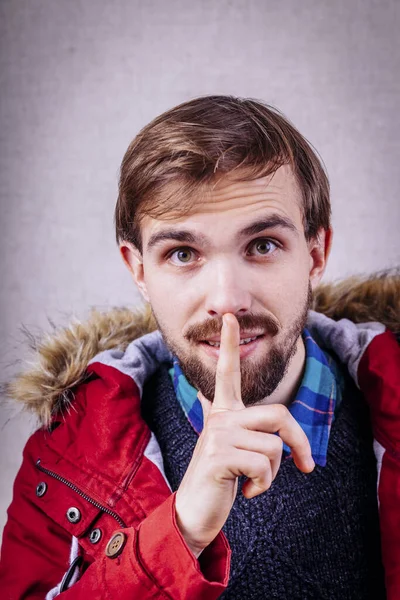 Joven Haciendo Gesto Silencio Shhh — Foto de Stock