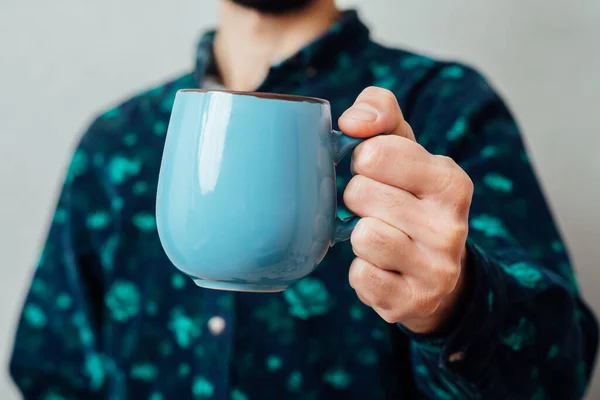 Handsome Guy Cup Tea — Stock Photo, Image