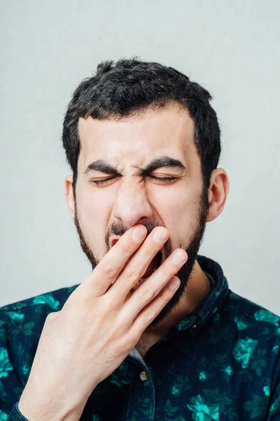 Young Man Beard Yawning — Stock Photo, Image