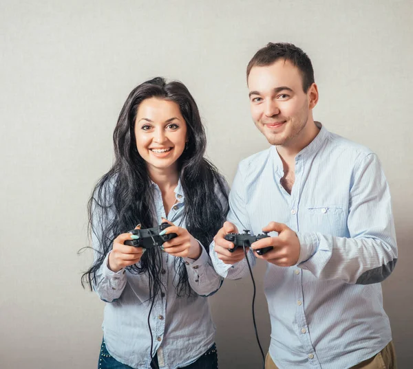 Young People Having Fun Joystick Hand — Stock Photo, Image