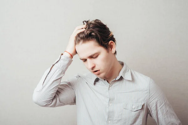 Man Headache Photo Studio — Stock Photo, Image