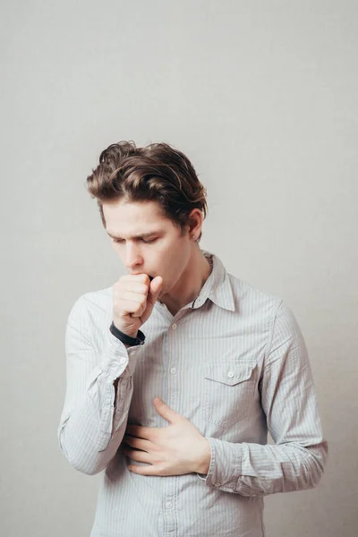 Young Sick Man Coughing — Stock Photo, Image