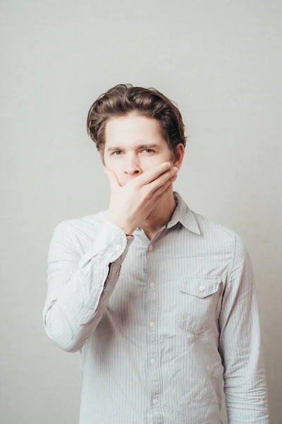 Young Man Yawning Photo Studio — Stock Photo, Image