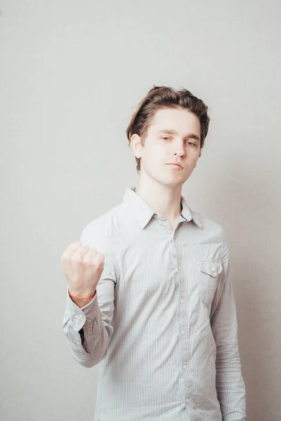 Young Man Happy Clenched Fists — Stock Photo, Image
