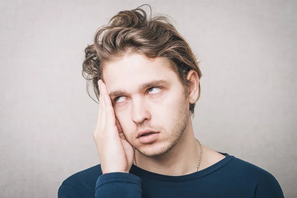 Man Headache Photo Studio — Stock Photo, Image