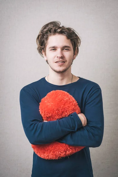 Love Valentines Day Man Holding Heart — Stock Photo, Image