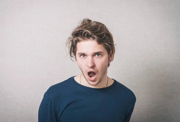 Puzzled Handsome Young Man Looks Camera Uncertain Perturbed Expression — Stock Photo, Image