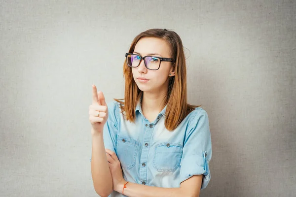 Primer Plano Retrato Impactado Aterrorizada Mujer Negocios Gafas Mirando Sorprendido — Foto de Stock