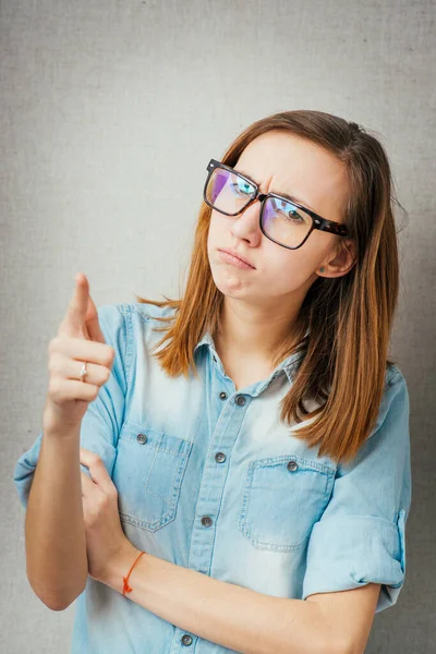 Close Portret Geschokt Doodsbange Zakenvrouw Bril Kijken Verbaasd Volledig Ongeloof — Stockfoto