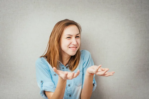 Woman Laughing Isolated Gray Background — Stock Photo, Image