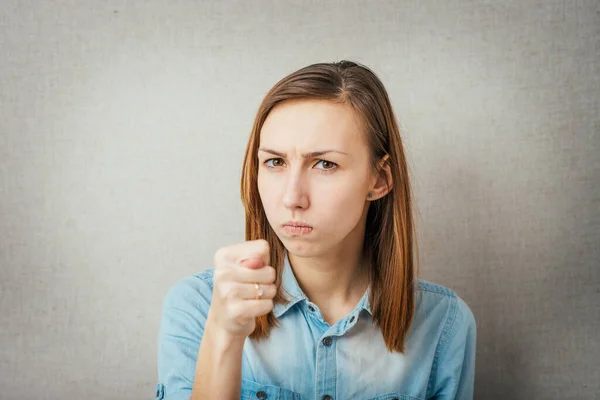 Meisje Toont Vijg Boos — Stockfoto