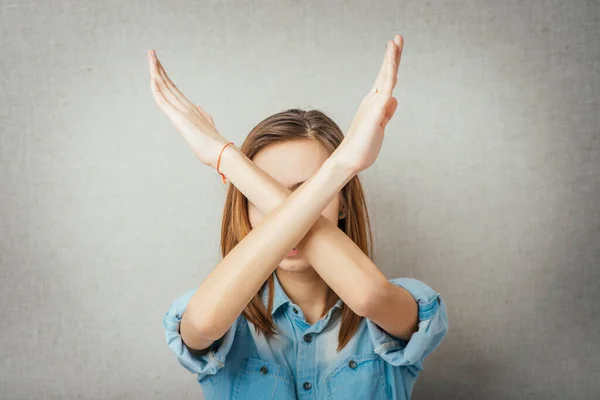 Girl Shows Hands — Stock Photo, Image