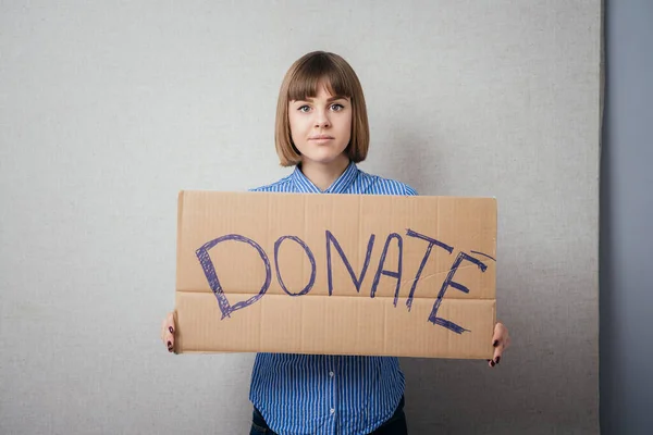 Porträtt Ung Kvinna Donation — Stockfoto