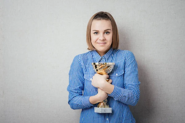 Chica Con Emoción Fondo Estudio Fotos — Foto de Stock