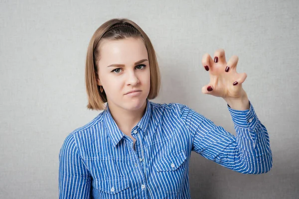 Sexy Joven Mujer Moda Quiere Agarrarte Con Una Mirada Bestial — Foto de Stock