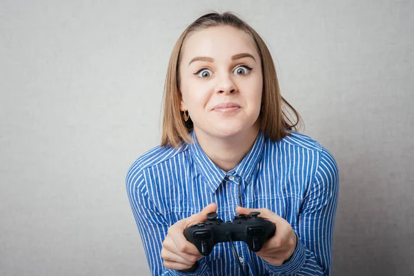 Jong Meisje Ontspannen Het Spelen Van Video Games — Stockfoto