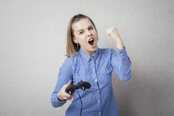 Jong Meisje Ontspannen Het Spelen Van Video Games — Stockfoto