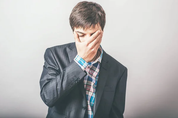 Businessman Covers His Face Grief — Stock Photo, Image