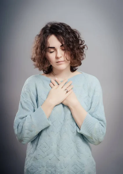 Dolor Torácico Aislado Gris —  Fotos de Stock