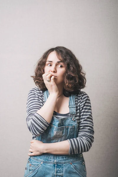 Chica Preocupa Muerde Las Uñas — Foto de Stock