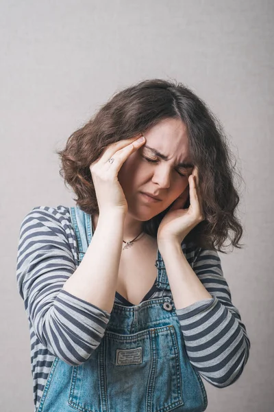 Dolor Cabeza Mujer Con Dolor Cabeza — Foto de Stock