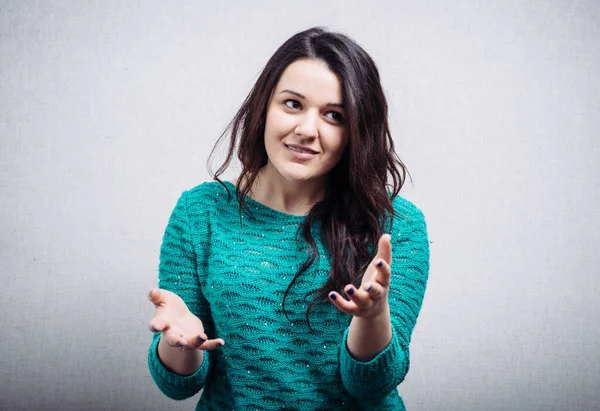 Girl Holding His Hands Something Invisible — Stock Photo, Image