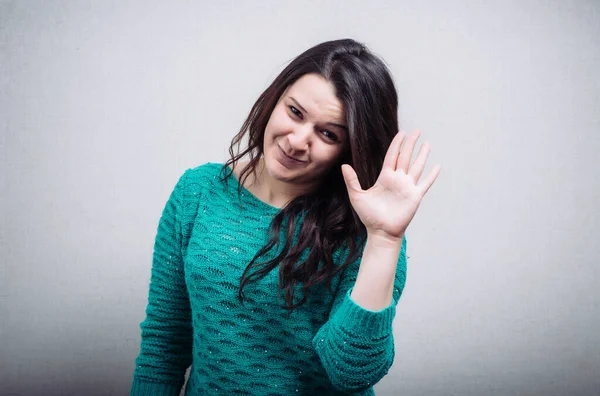 Jovem Mulher Mostrando Parar — Fotografia de Stock