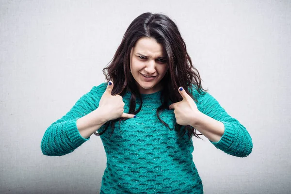 She Points Herself — Stock Photo, Image