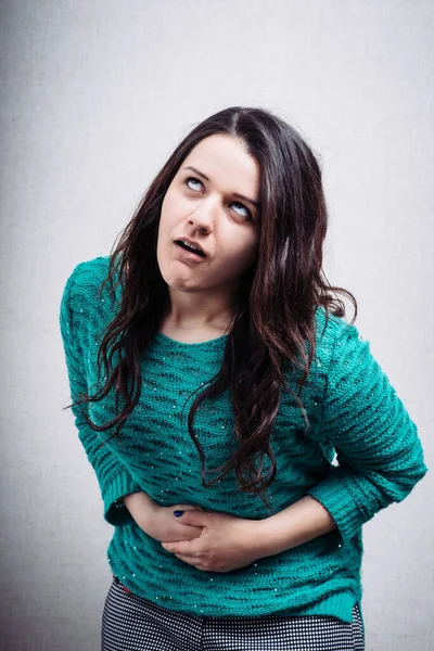Chica Tiene Dolor Estómago —  Fotos de Stock