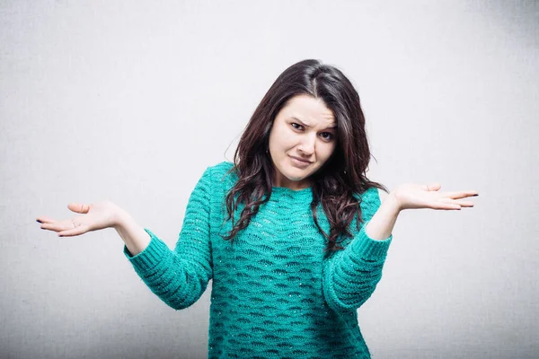 White Background Young Girl Throws His Hands — Stock Photo, Image