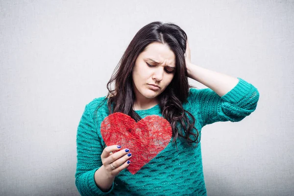 Girl Holding Toy Heart — Stock Photo, Image