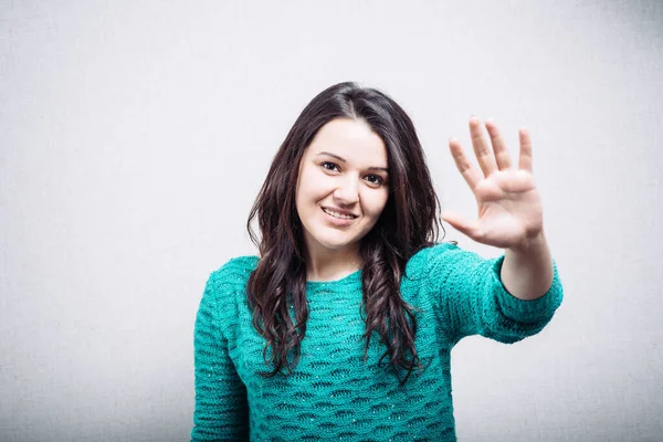 Girl Gives Five Hand — Stock Photo, Image