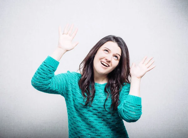 Happy Girl Arms Raised — Stock Photo, Image