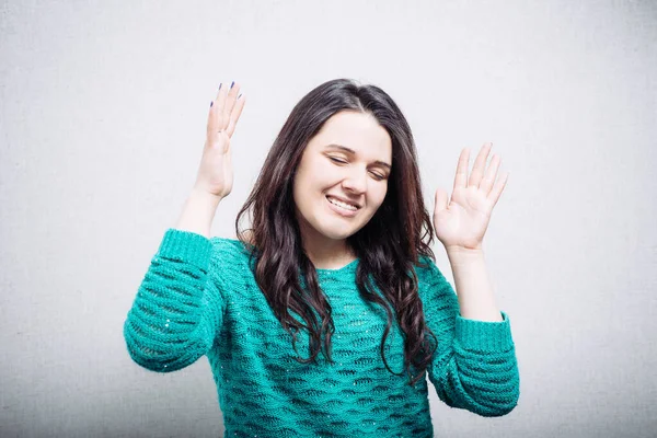 Happy Girl Arms Raised — Stock Photo, Image