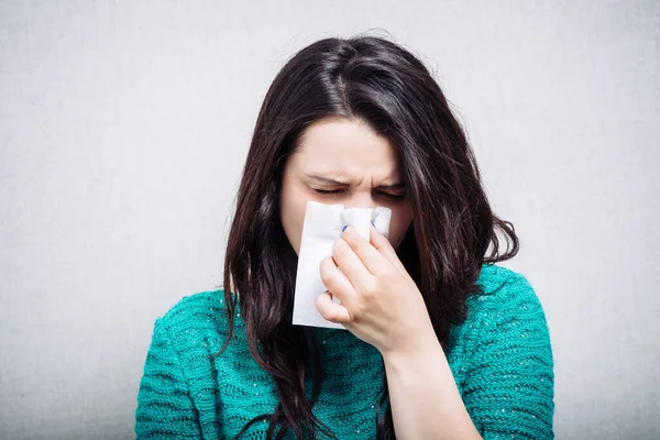 Pretty Girl Has Runny Nose — Stock Photo, Image