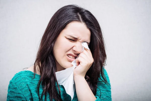 Girl Crying Handkerchief — Stock Photo, Image