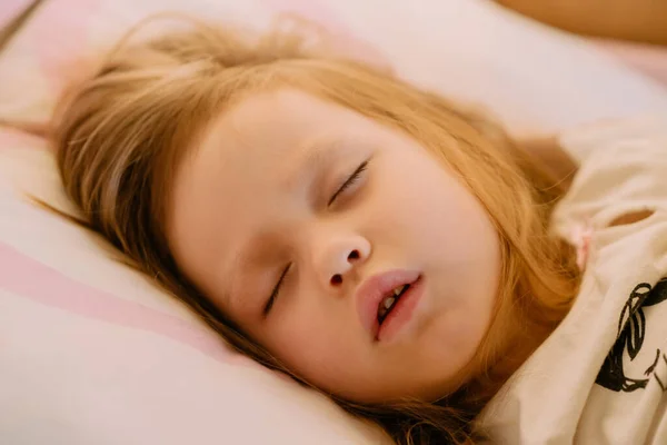 Baby Girl Sleeping Bed Her Pajamas — Stock Photo, Image