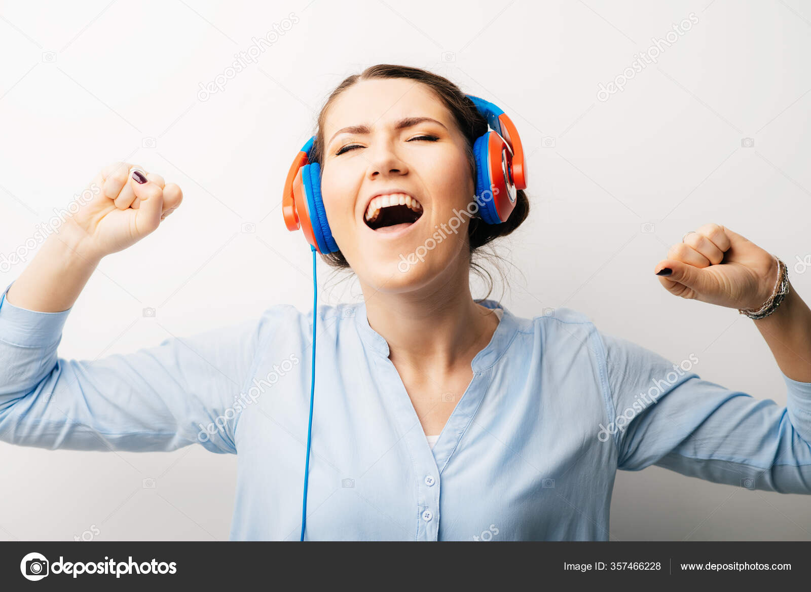 Girl Headphones Dancing Stock Photo by ©file404 357466228