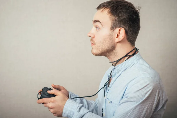 Jonge Man Met Video Game Joystick — Stockfoto