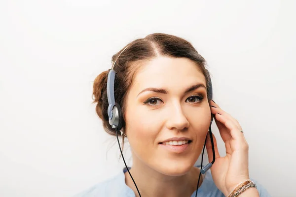 Fille Dans Casque Avec Microphone — Photo